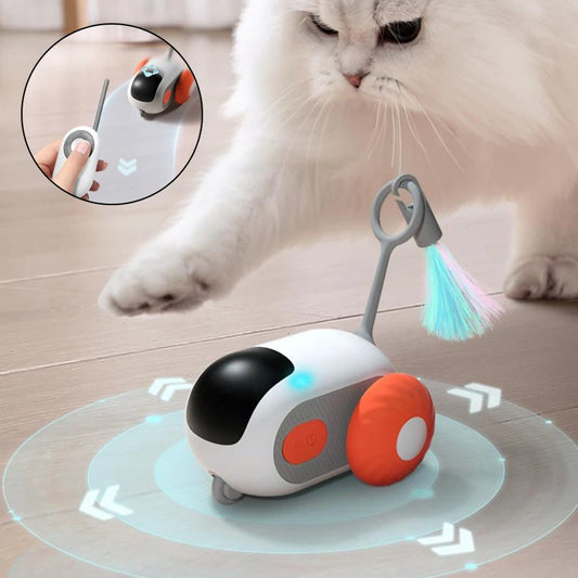 Remote Control Smart Cat Car Toy — Automatic Self-Moving, Obstacle-Avoiding Interactive Toy with USB Charging & Replacement Head