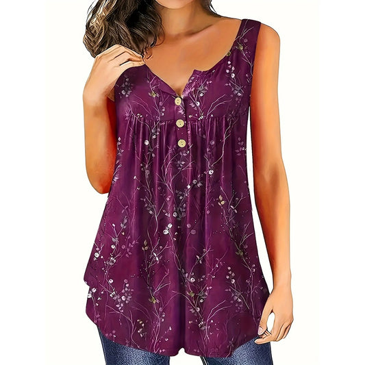 Size Sleeveless Button-Front Blouse