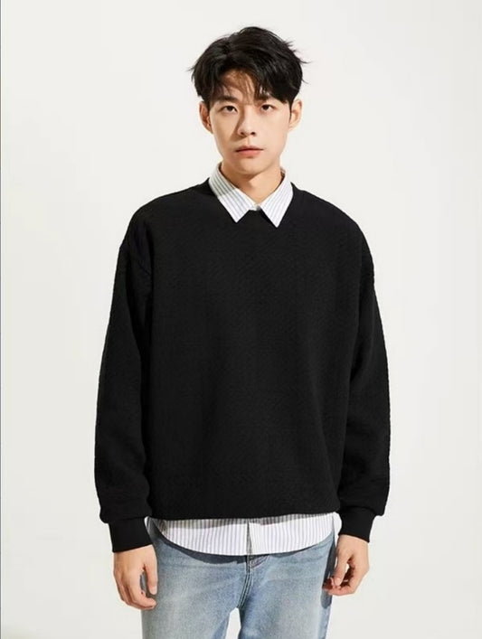 Jacquard Round Neck Hoodie