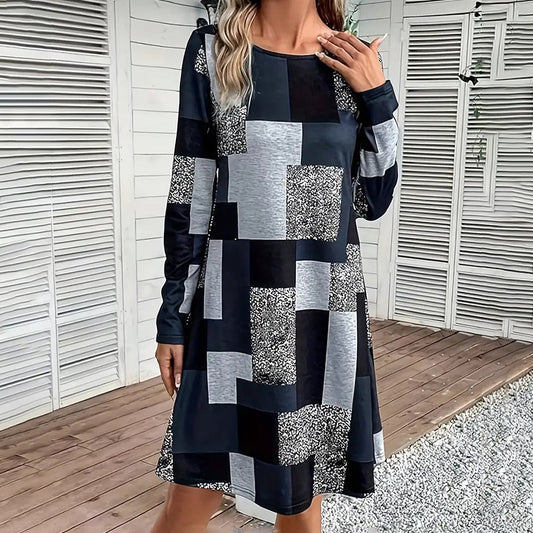 Digital Print Elegant Spring & Fall Dress