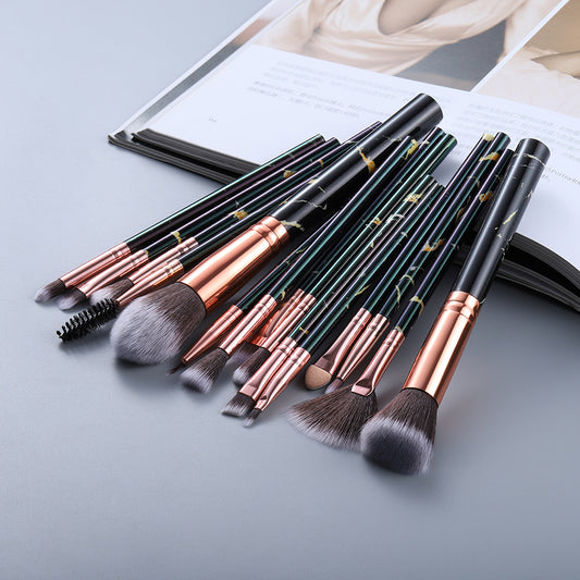 Marbled Design Makeup Brushes | Set of 15