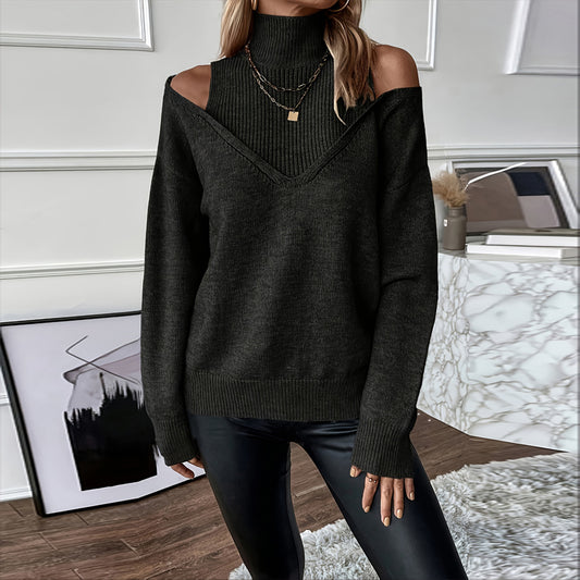 Women's Off-Shoulder Turtleneck Sweater