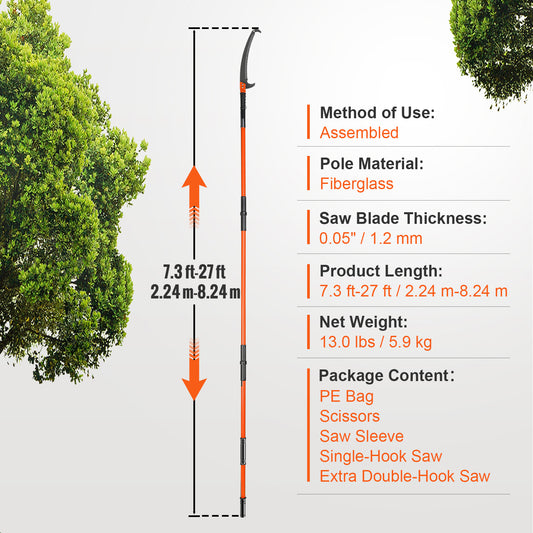 Manual Tree Pruner, 27 Ft Extendable