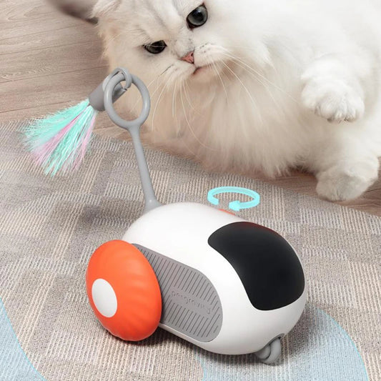Remote Control Smart Cat Car Toy — Automatic Self-Moving, Obstacle-Avoiding Interactive Toy with USB Charging & Replacement Head