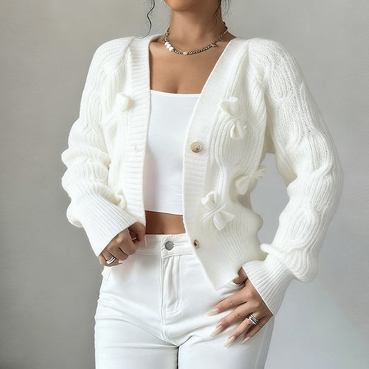 Women's Bow Cropped Cardigan