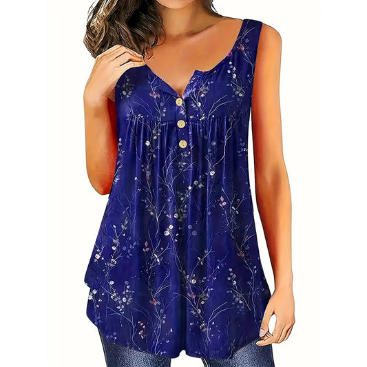 Size Sleeveless Button-Front Blouse