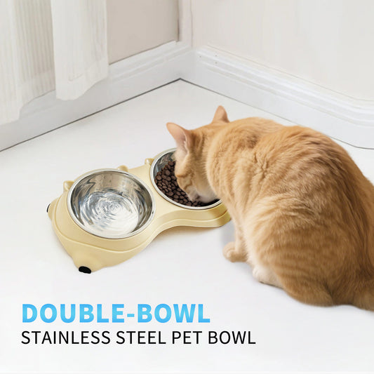 Double Stainless Steel Pet Bowl Set