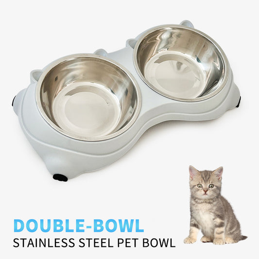 Double Stainless Steel Pet Bowl Set