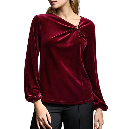 Velvet Twist Knot Blouse