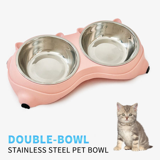 Double Stainless Steel Pet Bowl Set