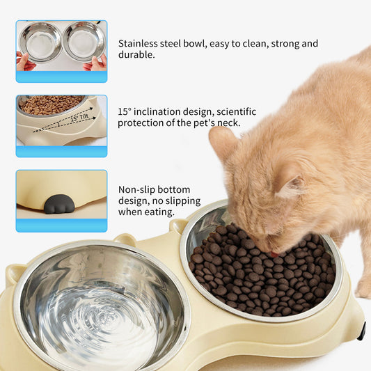 Double Stainless Steel Pet Bowl Set