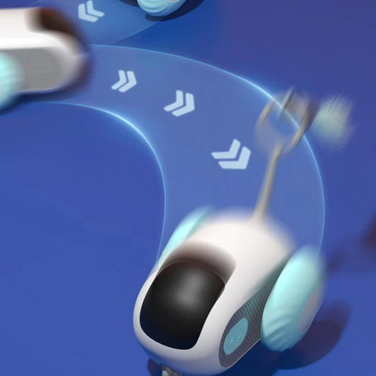 Remote Control Smart Cat Car Toy — Automatic Self-Moving, Obstacle-Avoiding Interactive Toy with USB Charging & Replacement Head