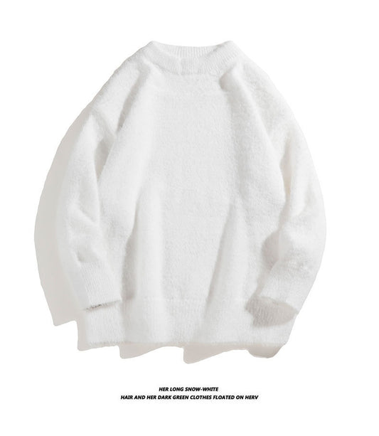 Autumn Solid Color Faux Mink Knit Sweater