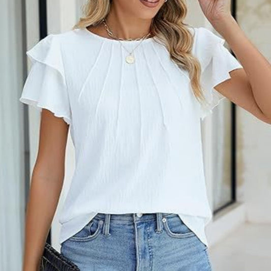 Women's Ruffle Crewneck Top