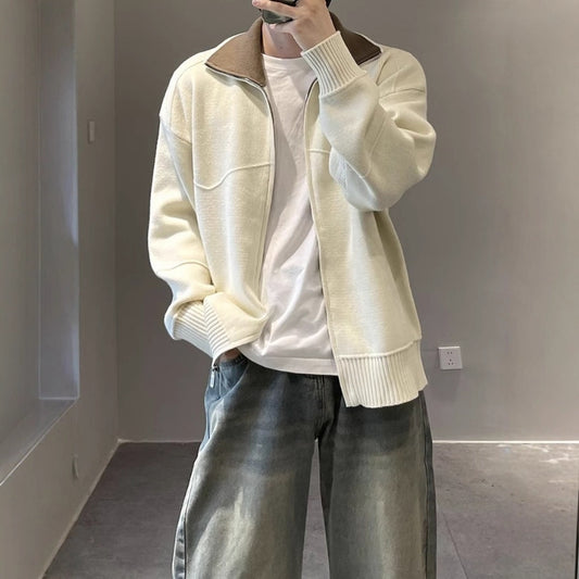 Barne Style Contrast Color Knitted Cardigan