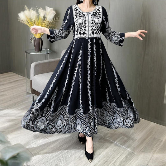 Women's Ethnic Style Floral Embroidered Maxi