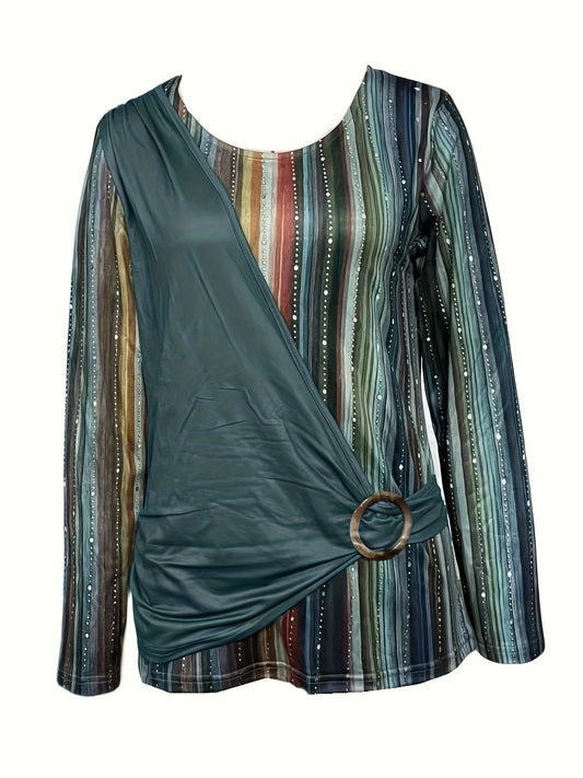 Long Sleeve Round Neck Printed Top