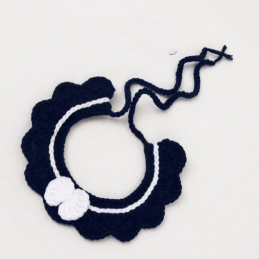 Hand-knitted Adjustable Flower Bow Collar