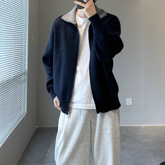 Barne Style Contrast Color Knitted Cardigan