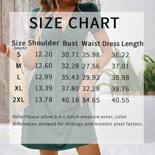 Womens Twist Front V Neck Dress