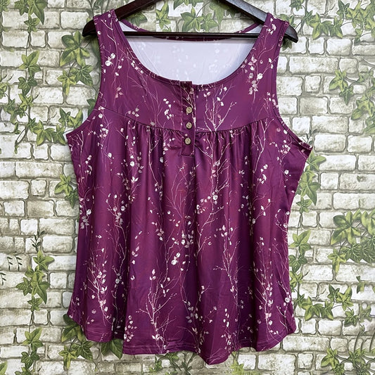 Size Sleeveless Button-Front Blouse