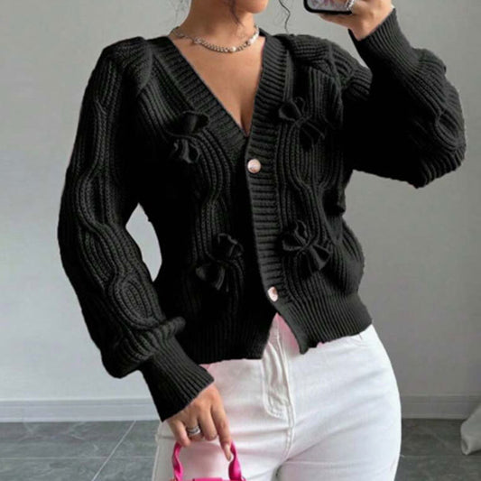 Women's Bow Cropped Cardigan
