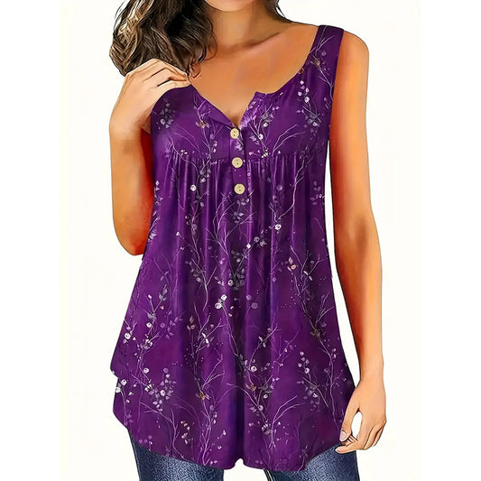 Size Sleeveless Button-Front Blouse