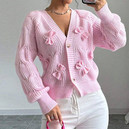 Women's Bow Cropped Cardigan