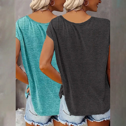 Women's V Neck Sleeveless Tank Tops | x 2 Pc