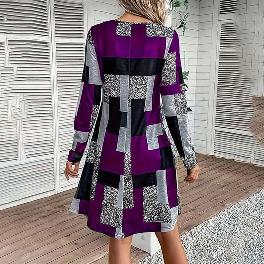 Digital Print Elegant Spring & Fall Dress