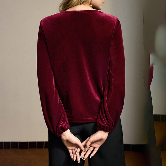 Velvet Twist Knot Blouse