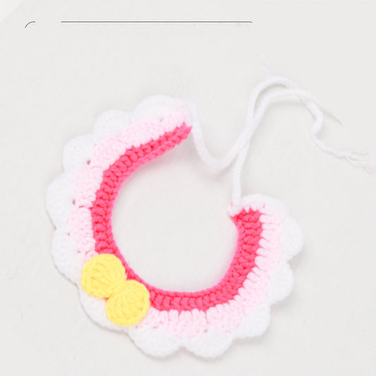 Hand-knitted Adjustable Flower Bow Collar