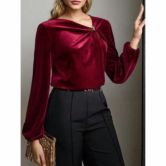 Velvet Twist Knot Blouse