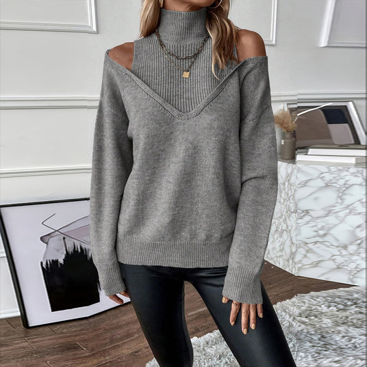 Women's Off-Shoulder Turtleneck Sweater