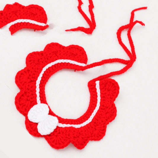 Hand-knitted Adjustable Flower Bow Collar