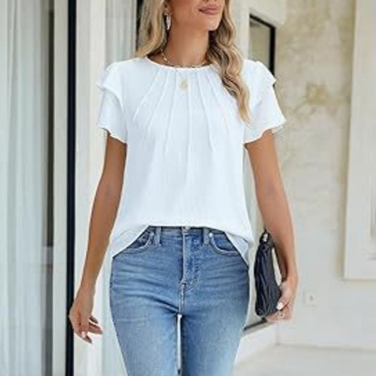 Women's Ruffle Crewneck Top