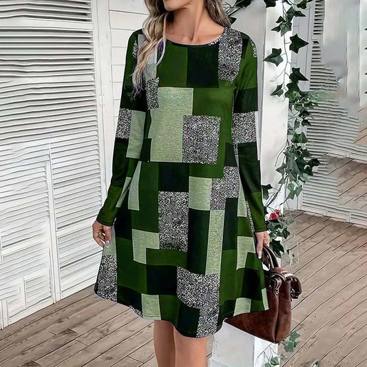 Digital Print Elegant Spring & Fall Dress