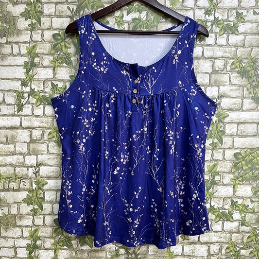 Size Sleeveless Button-Front Blouse