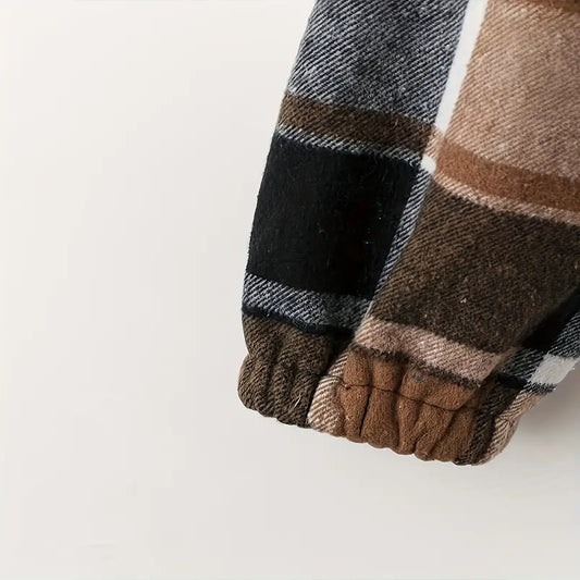 Women's Elegant Plaid Hooded Jacket