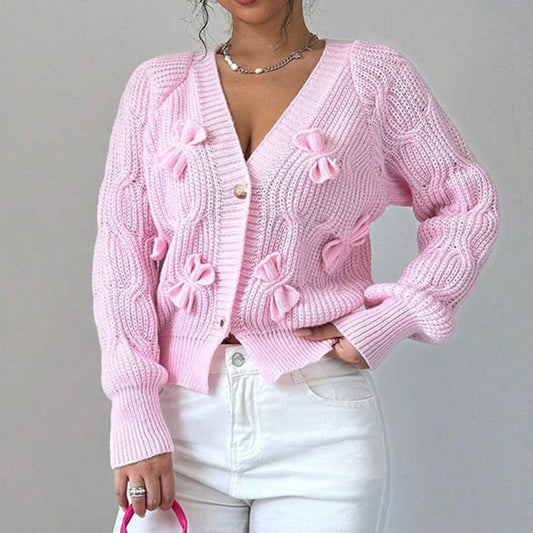 Women's Bow Cropped Cardigan