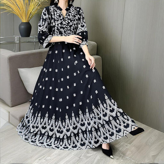 Women's Bohemian Embroidery V-neck Maxi