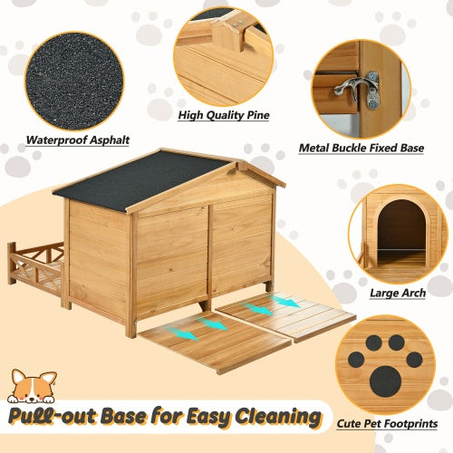 48 Wooden Dog House Outdoor With Porch