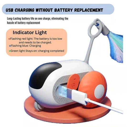 Remote Control Smart Cat Car Toy — Automatic Self-Moving, Obstacle-Avoiding Interactive Toy with USB Charging & Replacement Head